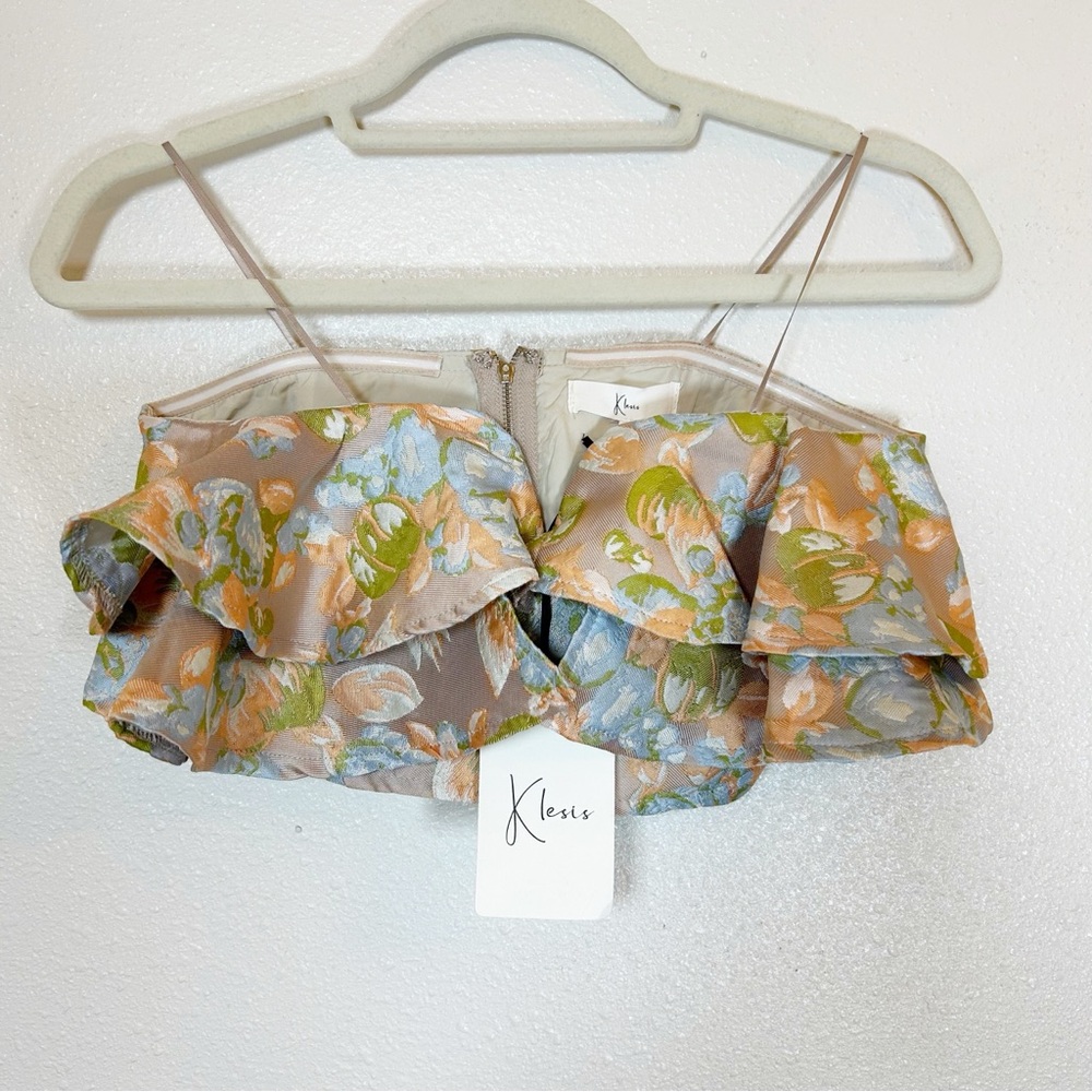 Klesis Brocade Ruffle Crop Top Small Fairy Festival Royalcore Whimsical